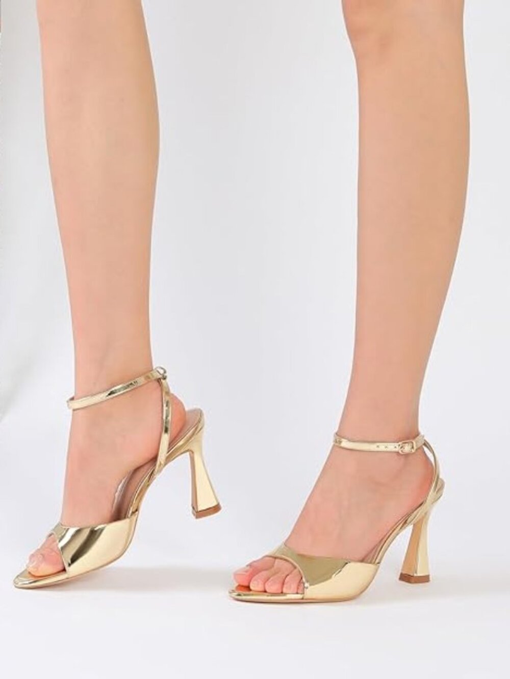 High Heels for Women Pointed Open Toe Strappy Chunky Block Heels